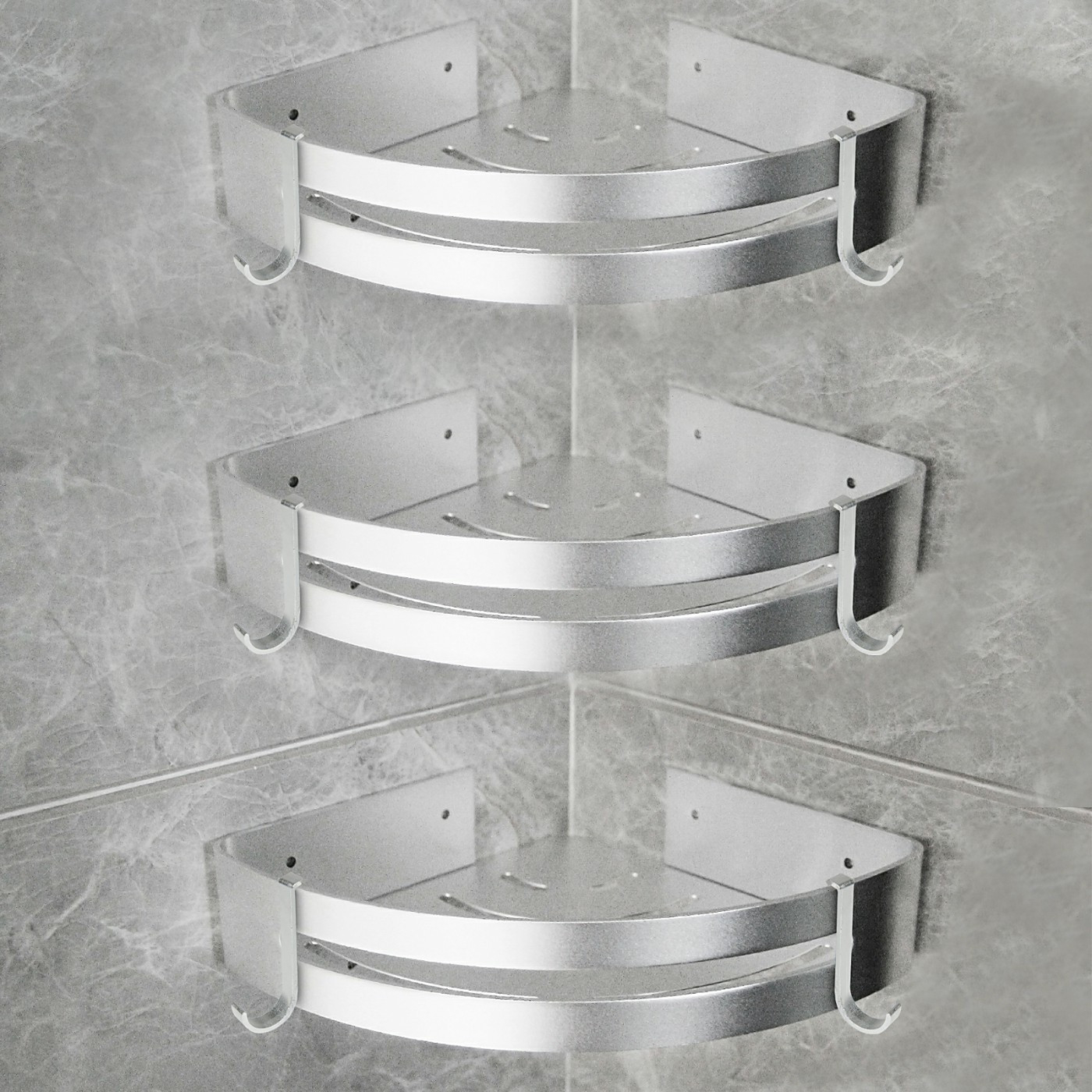 3 Stücke Duschregal Aus Aluminium In Silber, Badezimmer Eckregal for Badezimmer Duschregal