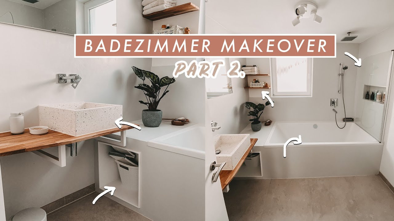 Badezimmer Makeover Part 2. | Diy Terrazzo Waschtisch + Duschwand Und Regal  Bauen | Easy Alex with Badezimmer Diy