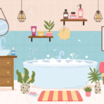 Cartoon Modernes Badezimmer Interieur Mit Möbeln, Badewanne Und With Badezimmer Clipart