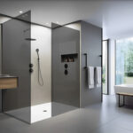 Duschwand – Dusche – 10 Mm Esg Glas – Graues Glas  2 Teilig Throughout Badezimmer Duschwand